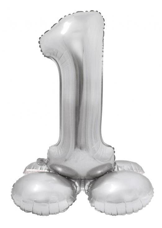 Silverballong siffra 1 med bas, 72 cm