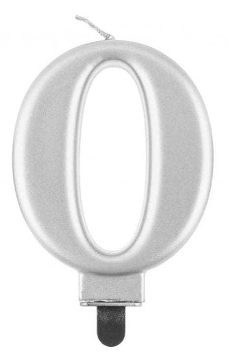 Siffertårtljus silver 0, 8 cm