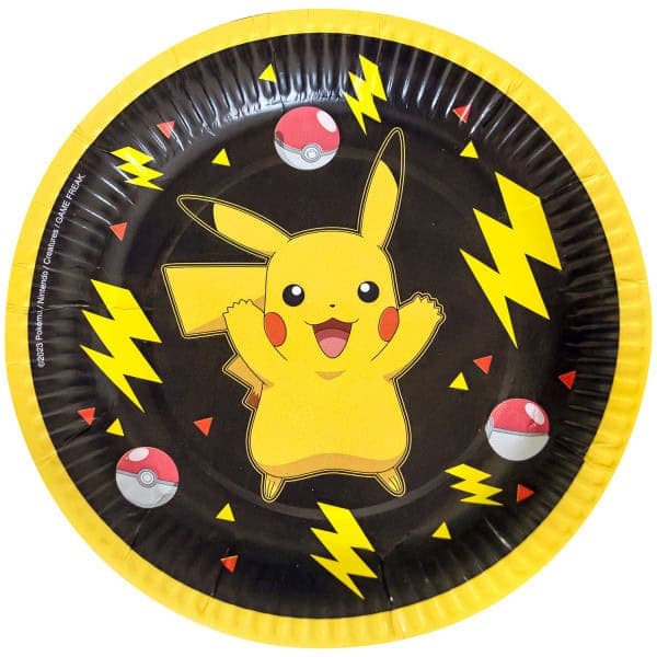 Pokémon Yellow Thunder papperstallrikar 8-pack 18 cm