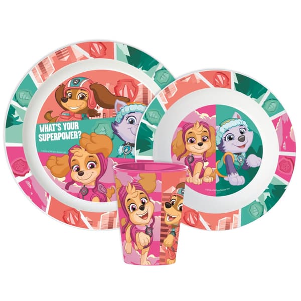 Paw Patrol Superpowers microwave-safe plastic dinner set with 260 ml cup