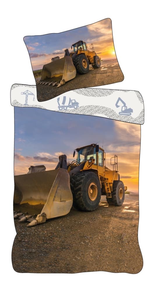 Construction Sunset Loader påslakanset 140×200 cm, 70×90 cm