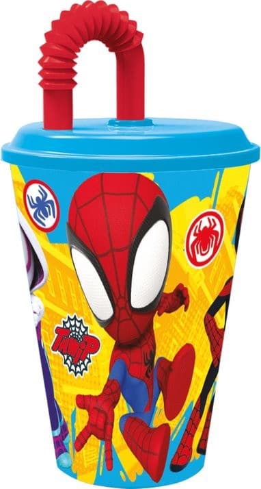 Spiderman Spidey plastmugg med sugrör, 430 ml