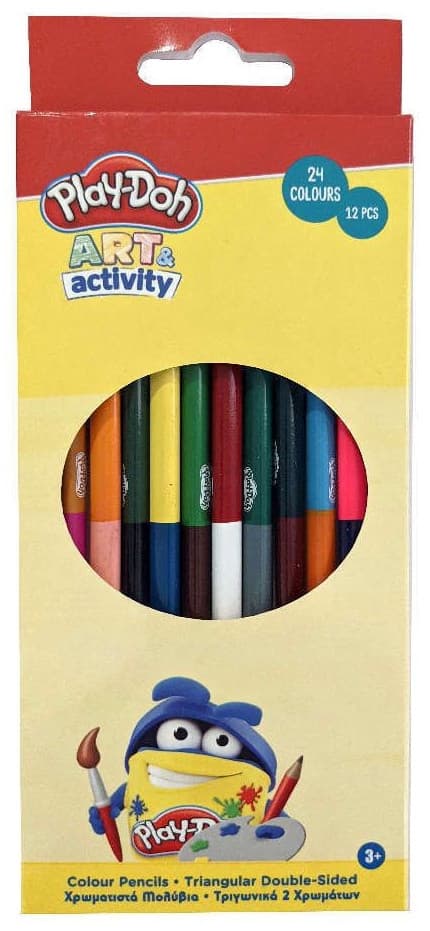 Play-Doh dubbeländade, triangulära färgpennor, 12 st