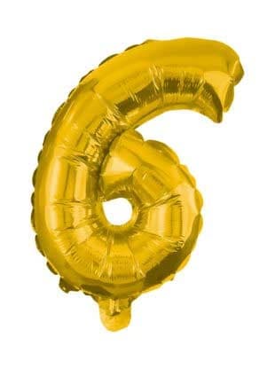 Guld mini sifferballong 6, 35 cm