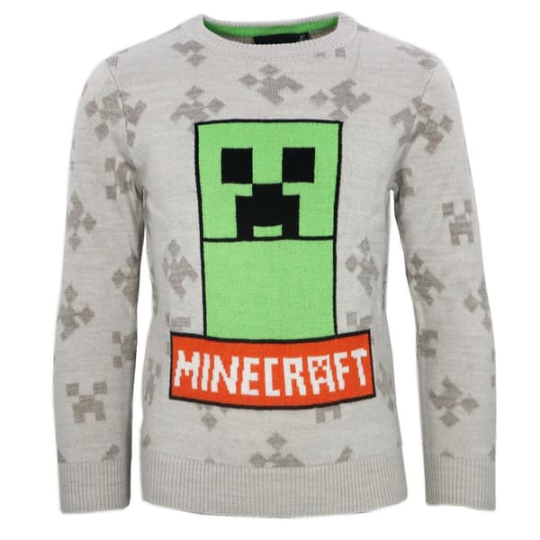 Minecraft grå barntröja i stickat