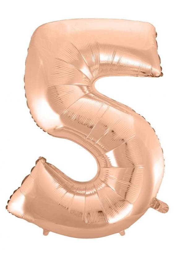 Sifferballong Roséguld nummer 5, 92 cm