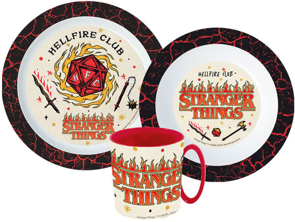 Stranger Things Upside Down middagsset i mikoplast med mugg 350 ml