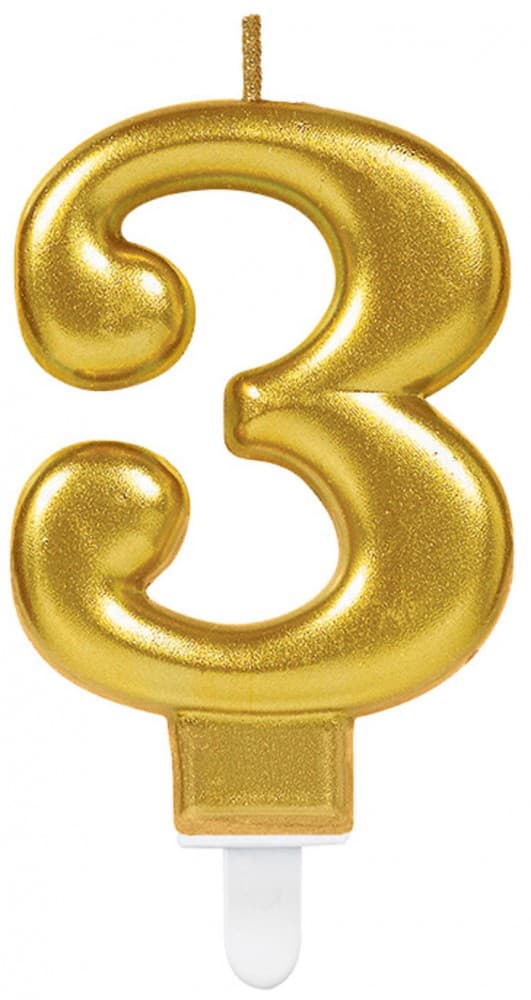 Number Candle 3 Guld Tårtljus
