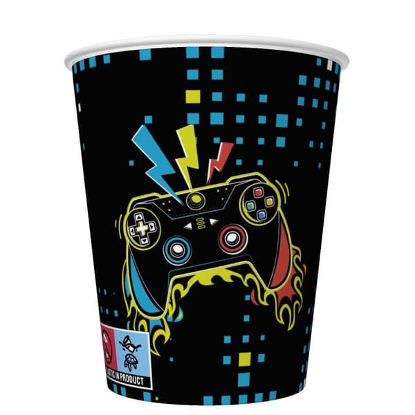Gamer Play Pad pappersmugg, 8-pack, 250 ml