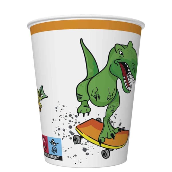 Dinosaur Paper Cups 8-pack 250 ml