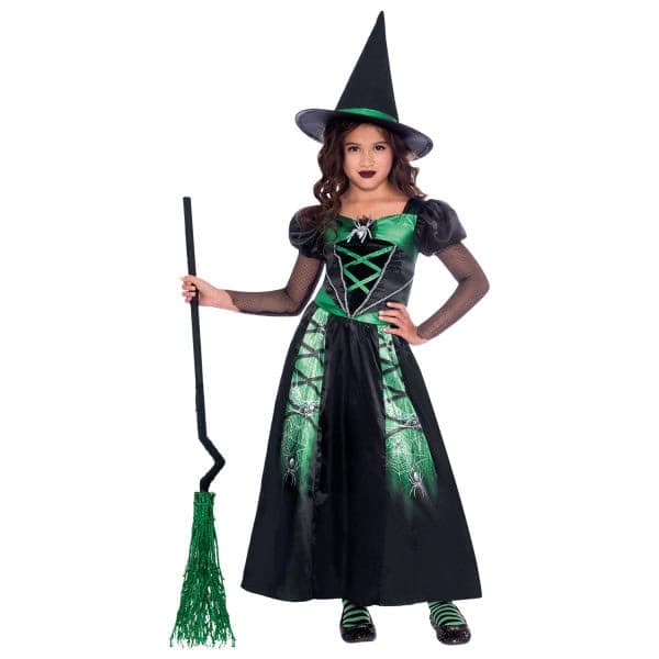 Witch grön spindeldräkt 6-8 år