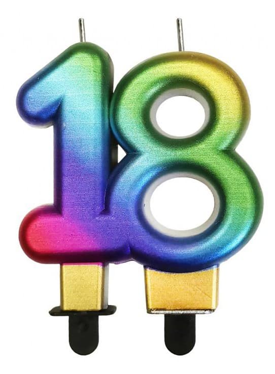 Färgad siffertårtljus 18