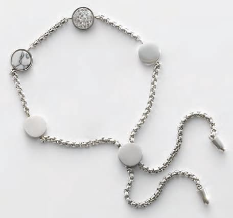 Victoria bracelet in silver-colored stone with white pattern