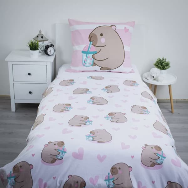 Capybara Påslakanset 140 x 200 cm – 100 % Bomull