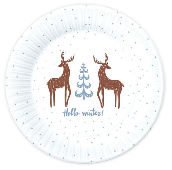 Christmas Hello Winter papperstallrik 6-pack 18 cm