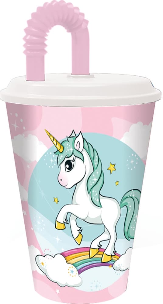 Unicorn Range-mugg med sugrör, plast 430 ml