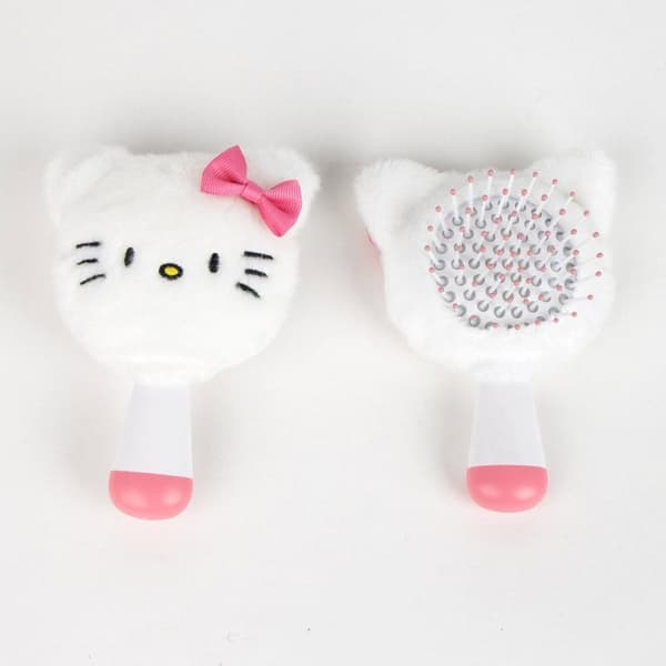 Hello Kitty vit mini plysch hårborste 13 cm