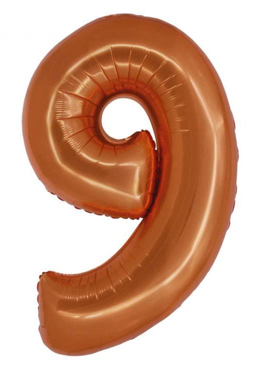 Sifferballong kopparfärg nummer 9, 76 cm