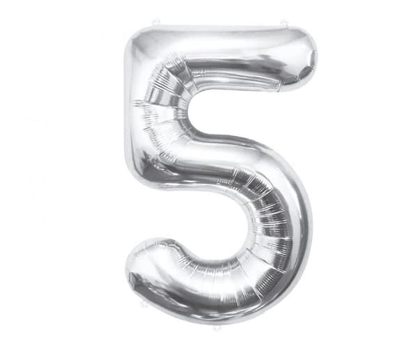 Silverballong siffra 5, 85 cm