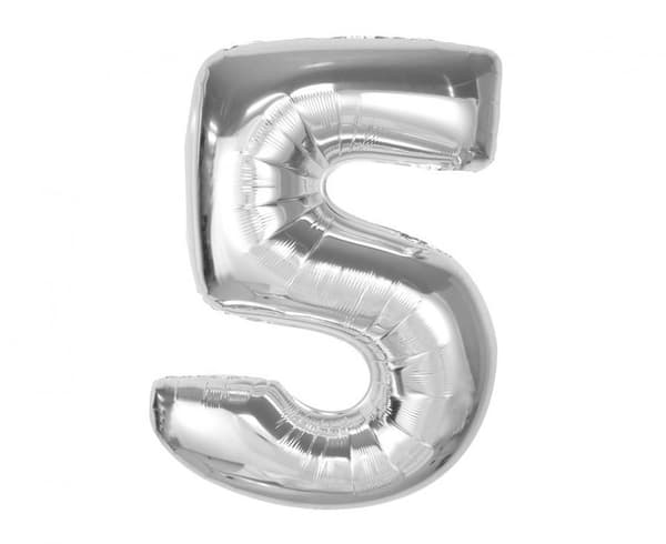 Sifferballong silver nummer 5, 92 cm