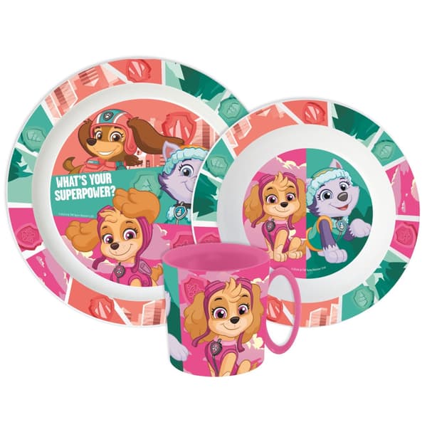 Paw Patrol Superpowers dinner set in microplastic with mug 390 ml