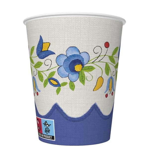 Colour Folk Embroidered Paper Cups, 8-pack, 250 ml