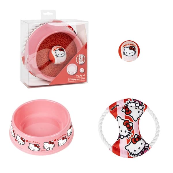 Hello Kitty rosa presentset för husdjur, 3 delar