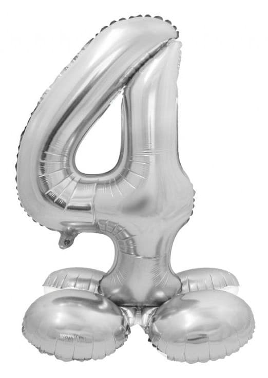 Sifferballong silver nummer 4 med bas 72 cm