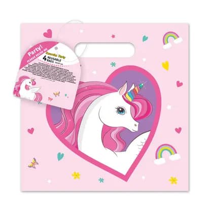 Unicorn presentpåse med regnbågsfärger, 4-pack
