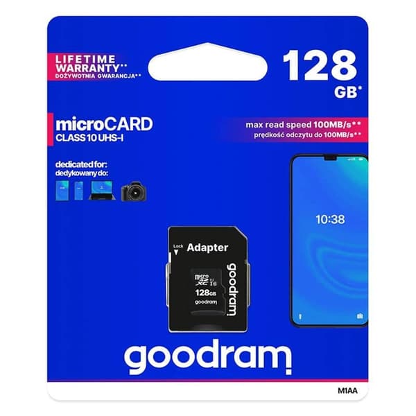 GOODRAM 128GB microCARD cl10 UHS-I + sovitin