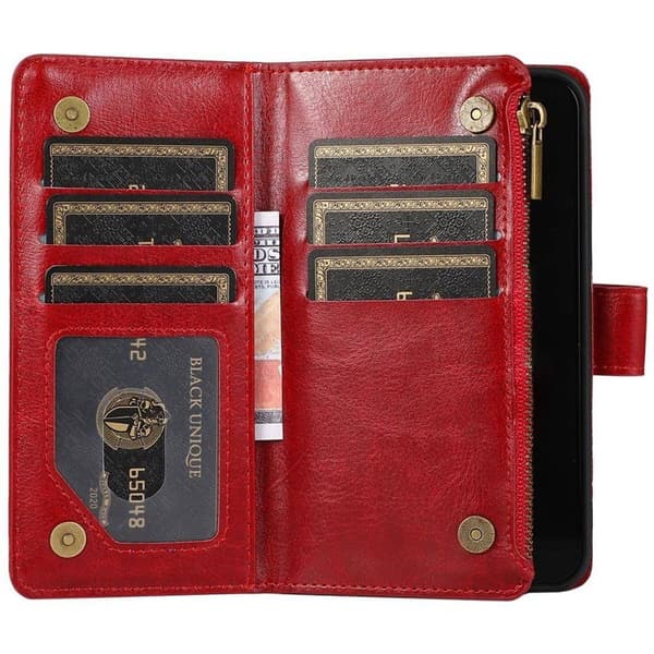 DoubleFlip Zipper 9-kort til Apple iPhone 12 - RÃ¸d