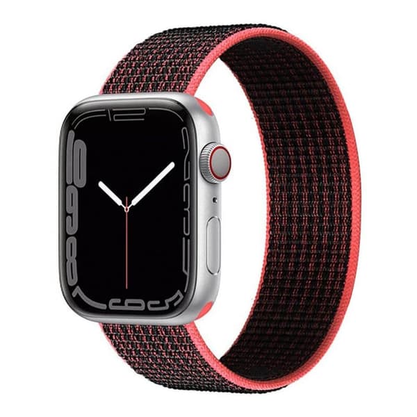 Nylon Urrem til Apple Watch 7 (41mm) - Blackred