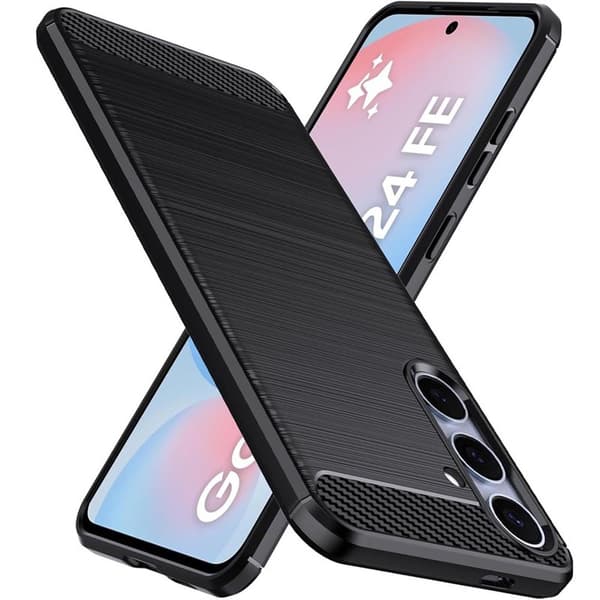Børstet silikone cover til Samsung Galaxy S24 FE - Sort