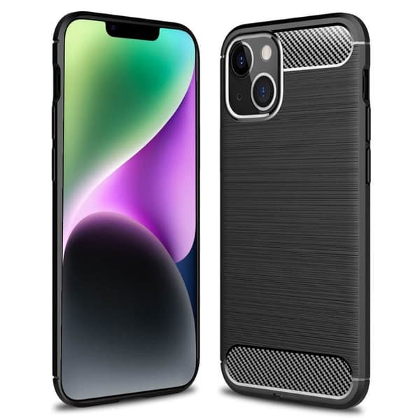 Børstet silikone cover til Apple iPhone 14 - Sort