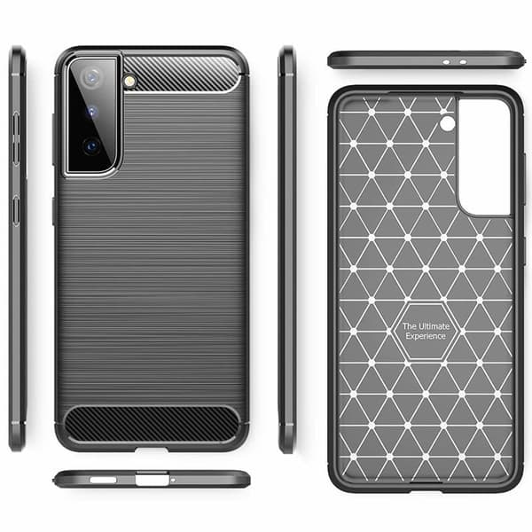 Børstet silikondeksel til Samsung Galaxy S21 Plus - Sort
