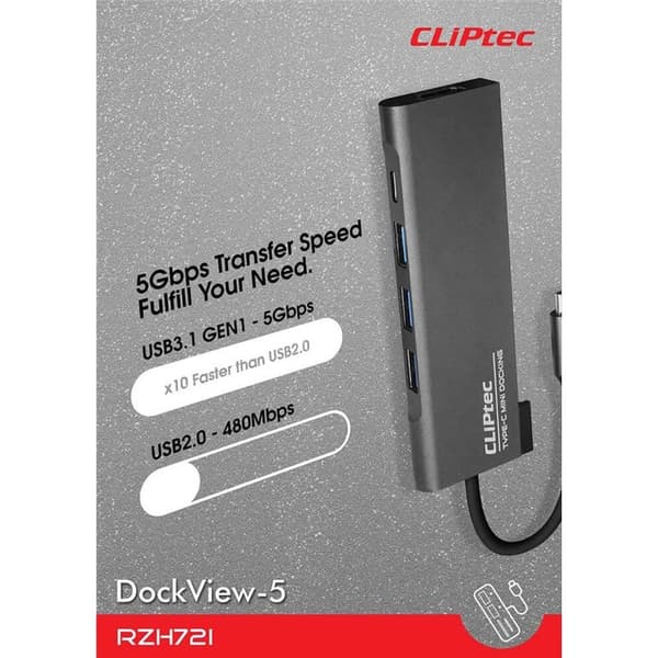 CLiPtec Adapter Hub USB-C 5in1 RZH-721