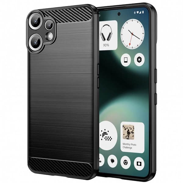 Børstet silikone cover til Nothing Phone 3a Lite - Sort