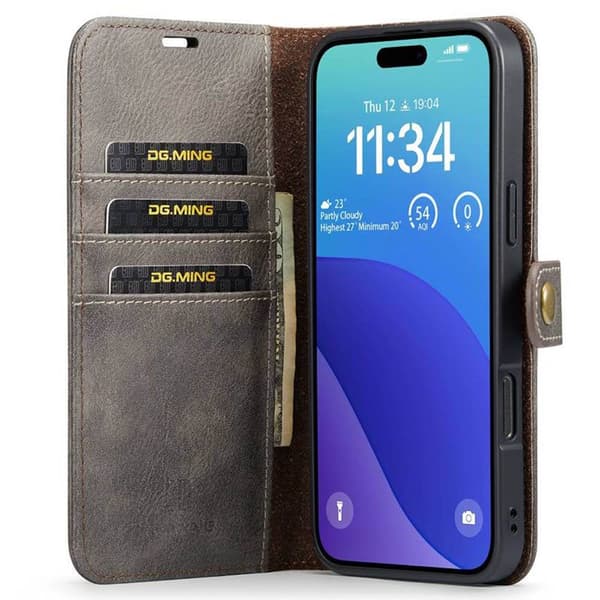 Wallet DG-Ming 2i1 til Apple iPhone 16 Pro - GrÃ¥