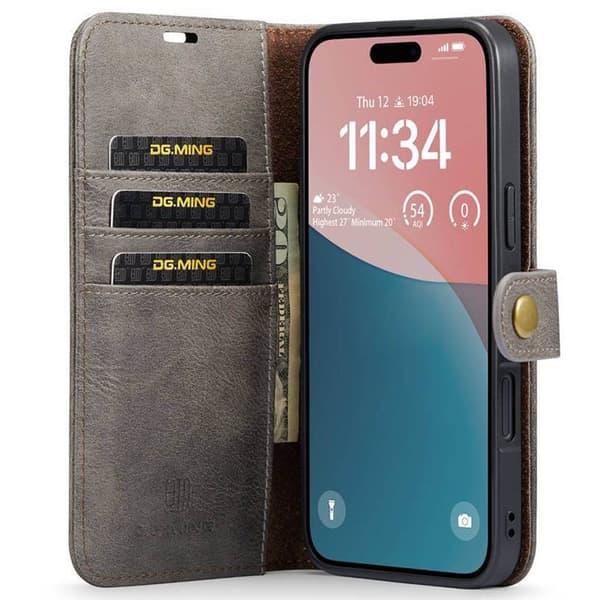 Wallet DG-Ming 2i1 til Apple iPhone 16 Plus - GrÃ¥