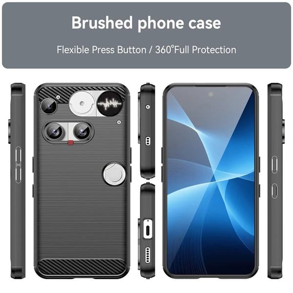 Børstet silikone cover til Nothing Phone 3 - Sort