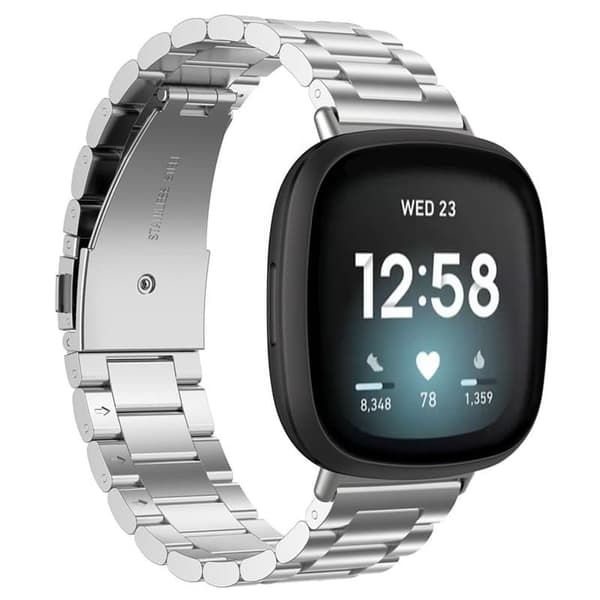 Klokkereim Rustfritt stÃ¥l til Fitbit Versa 3 - SÃ¸lv
