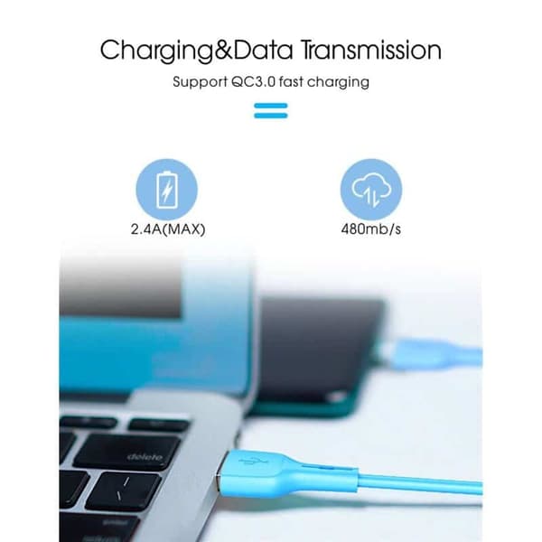 Kabel 1m USB-C hann til USB-A hann - Hvit