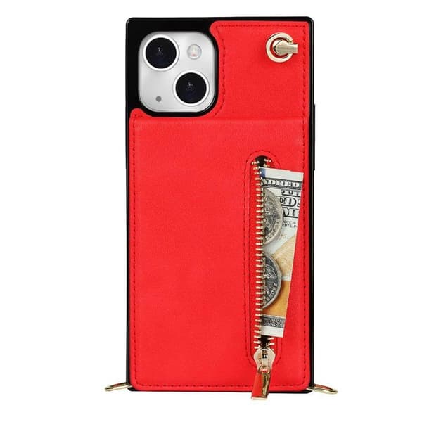 Zipper kaulakorukotelo Apple iPhone 13 - Punainen