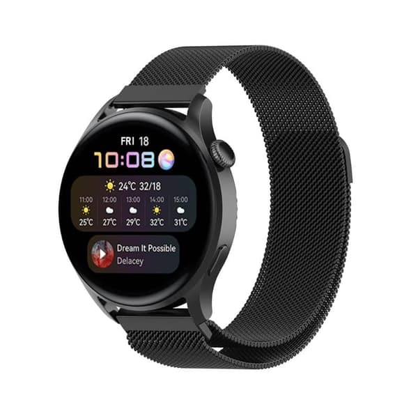Milanese magnetisk urrem til Huawei Watch 3 Pro - Sort