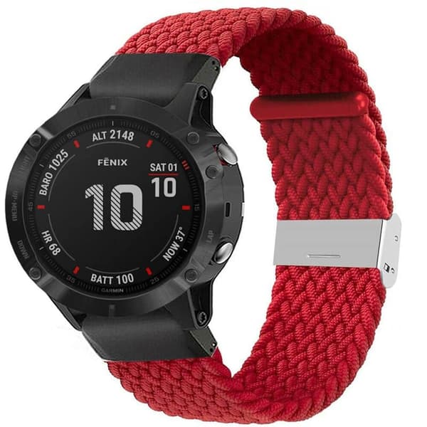 Flettet Urrem til Garmin Fenix 6 - Darkred
