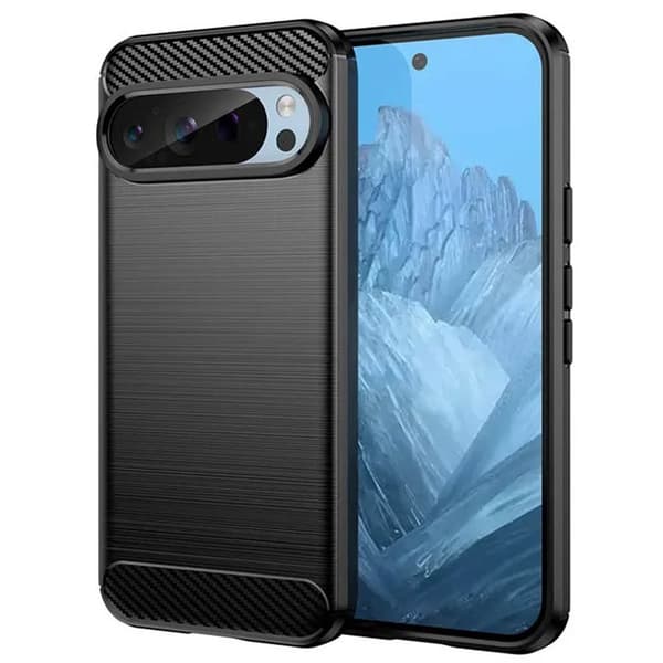 BÃ¸rstet silikone cover til Google Pixel 9 Pro XL - Sort