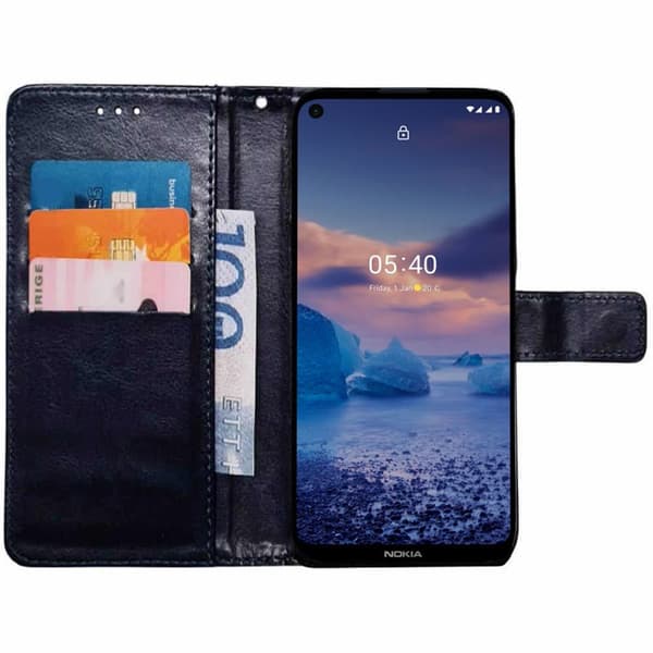PlÃ¥nboksfodral 3-kort till Nokia 5.4 - MÃ¶rkblÃ¥