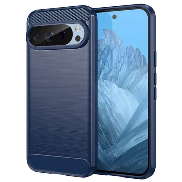 Børstet silikone cover til Google Pixel 9 Pro - Blå