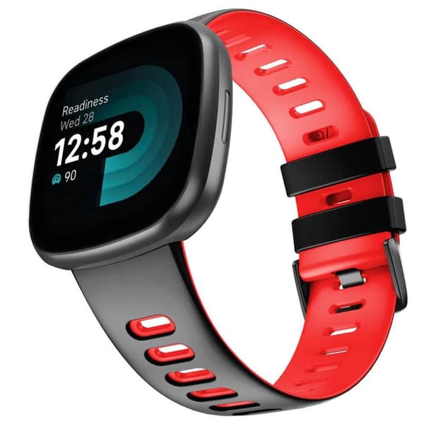 Twin Sport Kellon ranneke Fitbit Versa 4 - Musta/punainen