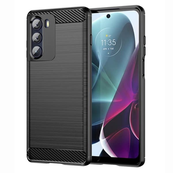Børstet silikondeksel til Motorola Edge X30 - Sort